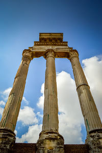 Low angle view of old temple against sky