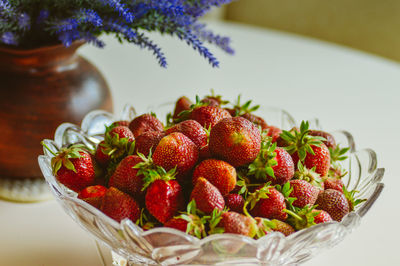 Close-up of strawberries in basket