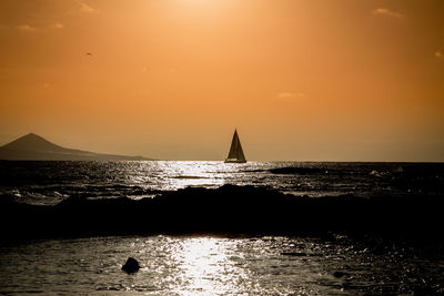 Scenic view of sea at sunset