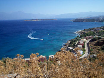 High angle view of sea against sky