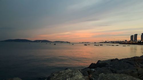 Scenic view of sea against sky during sunset