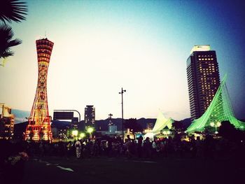 Illuminated city at night