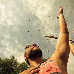 Woman jumping in park