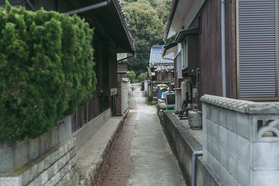 Footpath amidst buildings in city