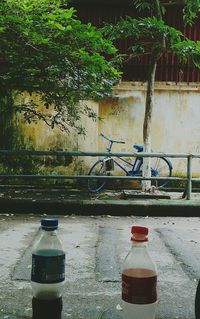 Close-up of bicycle in bottle