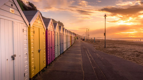 Scenic view of beach against sky during sunset