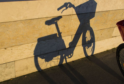 High angle view of bicycle on street