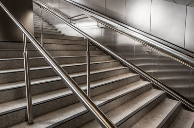 High angle view of escalator in building