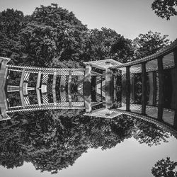 Reflection of bridge in water