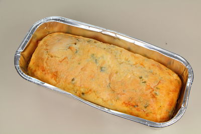 High angle view of bread on table