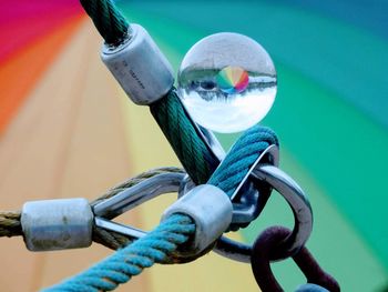 Close-up of ropes on water