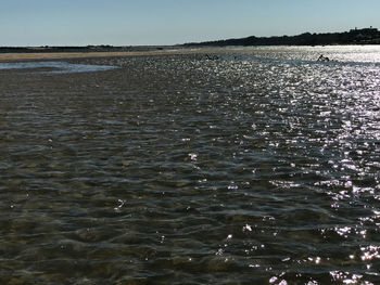 Scenic view of sea against clear sky