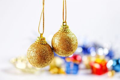 Close-up of christmas baubles