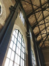 Low angle view of skylight in building