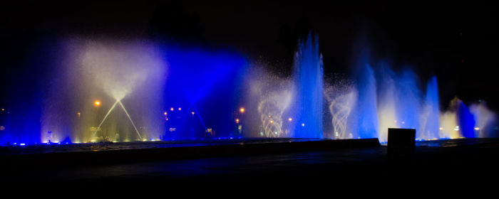 Illuminated water at night