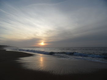 Scenic view of beach during sunset