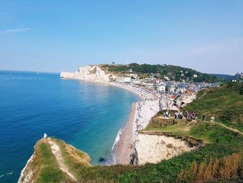 High angle view of beach against sky