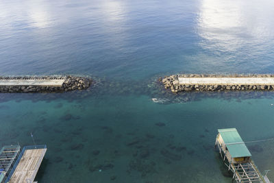 High angle view of pier on sea