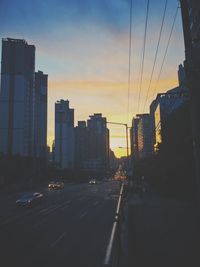 View of city at sunset