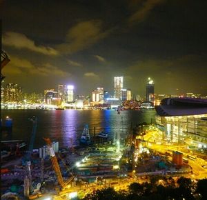 Illuminated cityscape at night