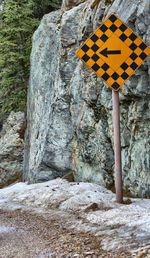 Low angle view of cross on rock formation