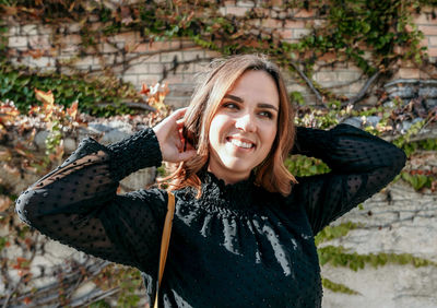 Portrait of a beautiful young woman. happy, smiling, hair, pretty.