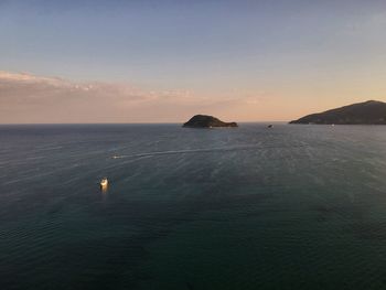 Scenic view of sea against sky during sunset