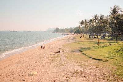 Scenic view of beach against clear sky