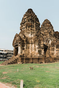 Old ruins of temple against clear sky