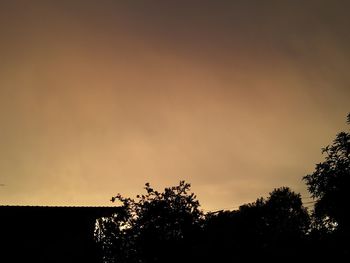 Low angle view of silhouette trees against sky at sunset