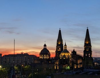 Cathedral guadalajara at dusk