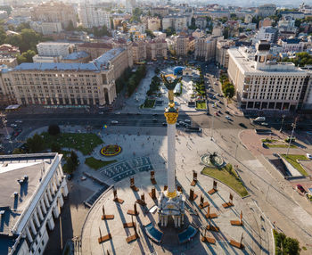 High angle view of crowd on street