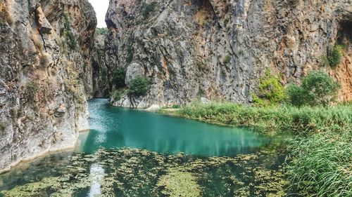 Scenic view of waterfall