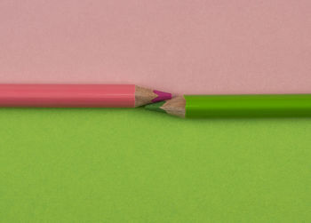 Close-up of colored pencils on table