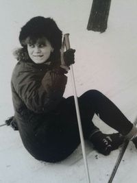 High angle view of woman photographing