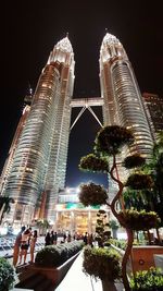 Skyscrapers in city at night