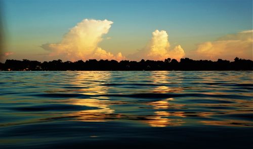 Panoramic view of sea against sky during sunset