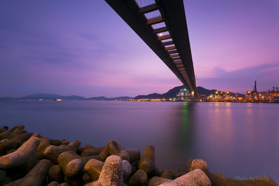 Bridge over river during sunset