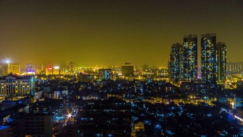 Illuminated city at night