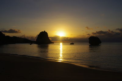 Scenic view of sea during sunset