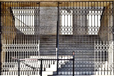 Closed metal gate of building