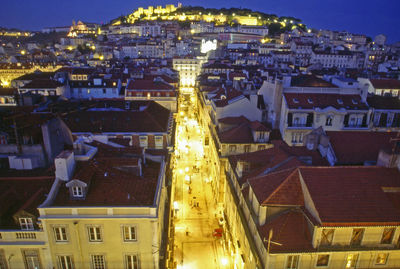 City lit up at night