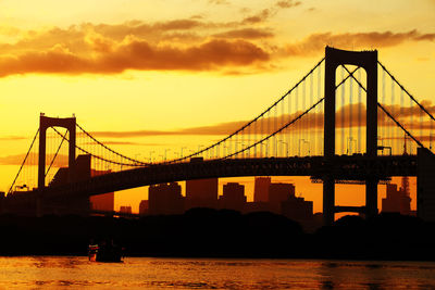 Suspension bridge over river