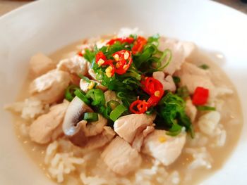 High angle view of meal served in plate