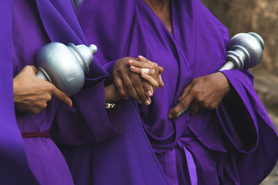 Catholics are seen representing easter week on the streets of pelourinho