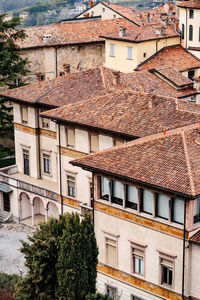 High angle view of old building in city