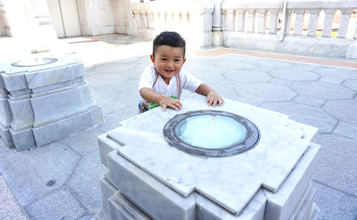 Portrait of smiling boy playing