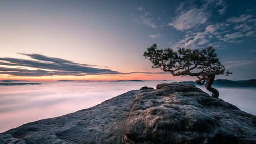 Scenic view of sea against sky during sunset