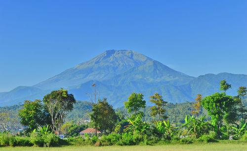 Scenic view of mountains against clear sky