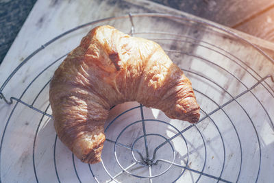 High angle view of breakfast on table